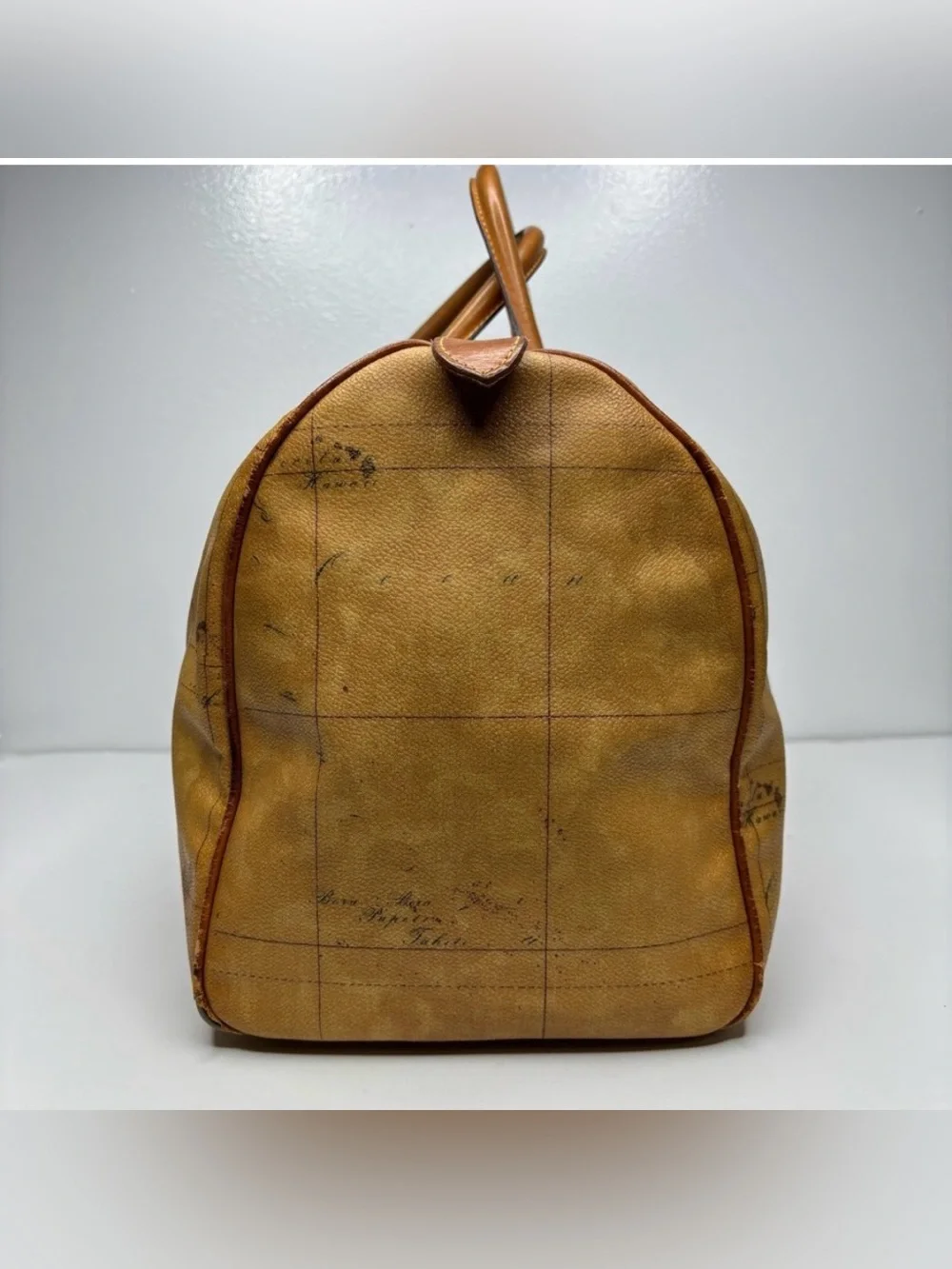 Alviero Martini Map-Print Medium Geo Duffel Bag-Tan &Brown-READ FOR CALL OUTS⬇️